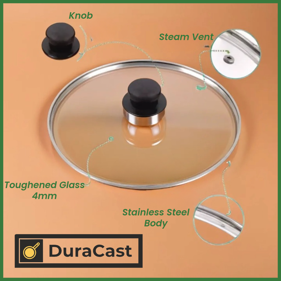 DuraCast India 24cm Glass Lid | Toughened 4mm Glass