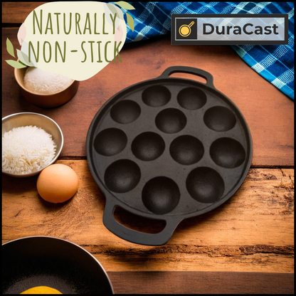 DuraCast Cast Iron Appe/Paniyaram Maker 12 Pit – Traditional Taste, Modern Convenience