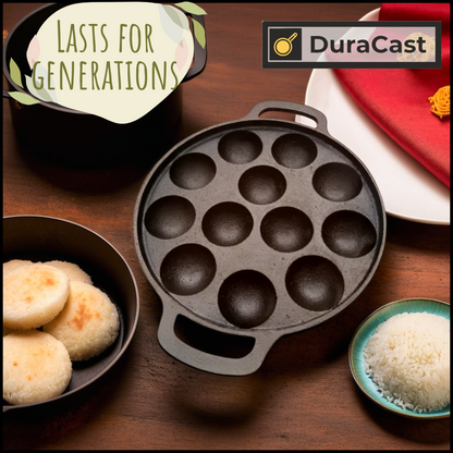 DuraCast Cast Iron Appe/Paniyaram Maker 12 Pit – Traditional Taste, Modern Convenience