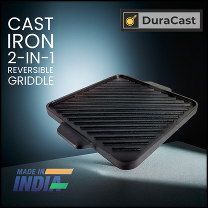 DuraCast 2-in-1 Reversible Cast Iron Griddle – Grill & Flat Cooking Surface