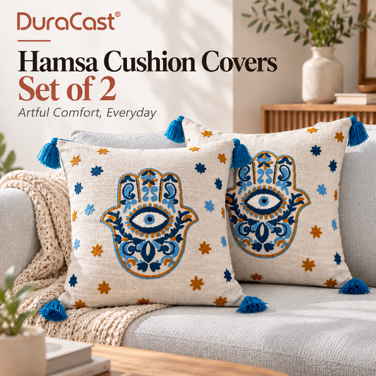 DuraCast Hamsa Cushion Covers – Set of 2 | 16 x 16 Inches