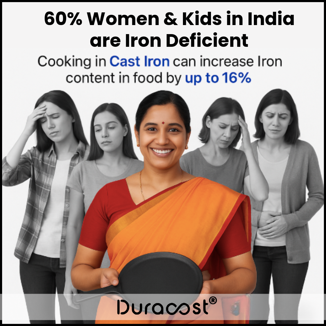 DuraCast® Cast Iron Flat Tawa 26 cm with Wooden Handle