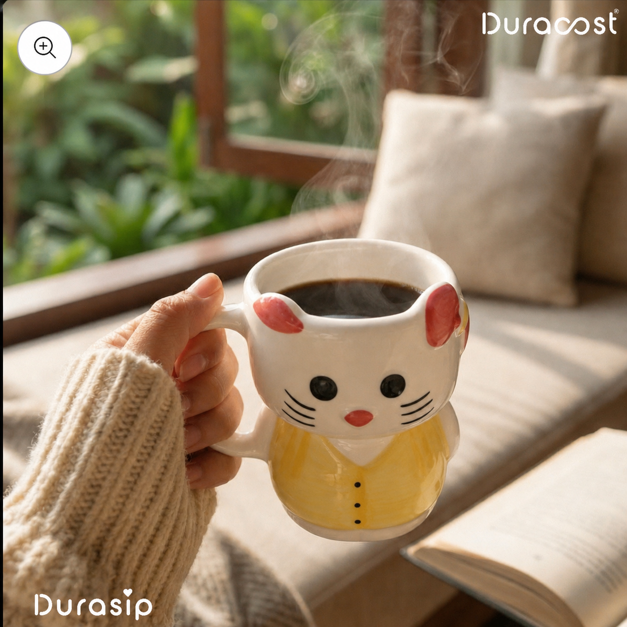 DuraSip™ Meow Mugs | Cute Cat-Shaped Ceramic Mugs – Set of 2
