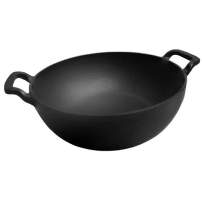 DuraCast India 24 cm Traditional Cast Iron Kadhai - Lightweight & Durable | 2.8 Kg | 3.3 Litres | Pre-Seasoned