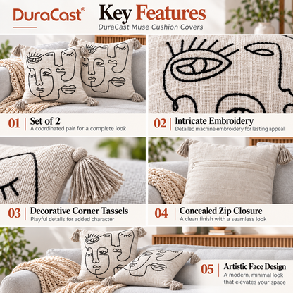DuraCast Muse Cushion Covers – Set of 2 | 16 x 16 Inches