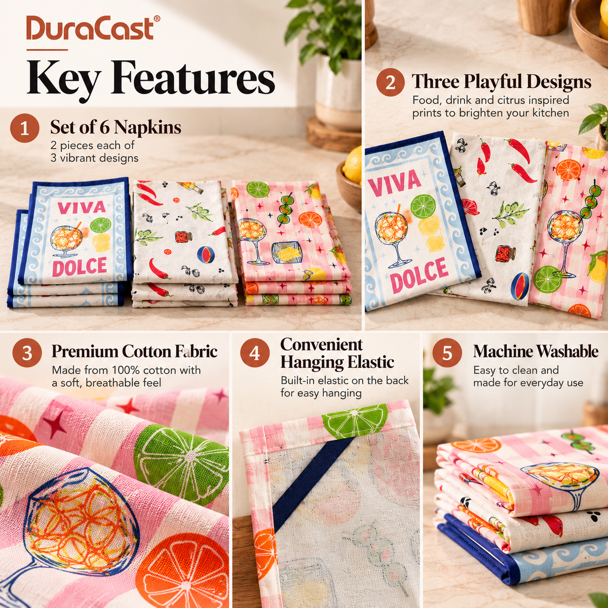 DuraCast Pantry Pop Napkins | Set of 6