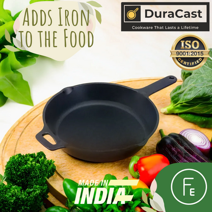 DuraCast India Cast Iron 25cm Skillet & 26cm Kadhai Combo: Culinary Magic in Your Kitchen