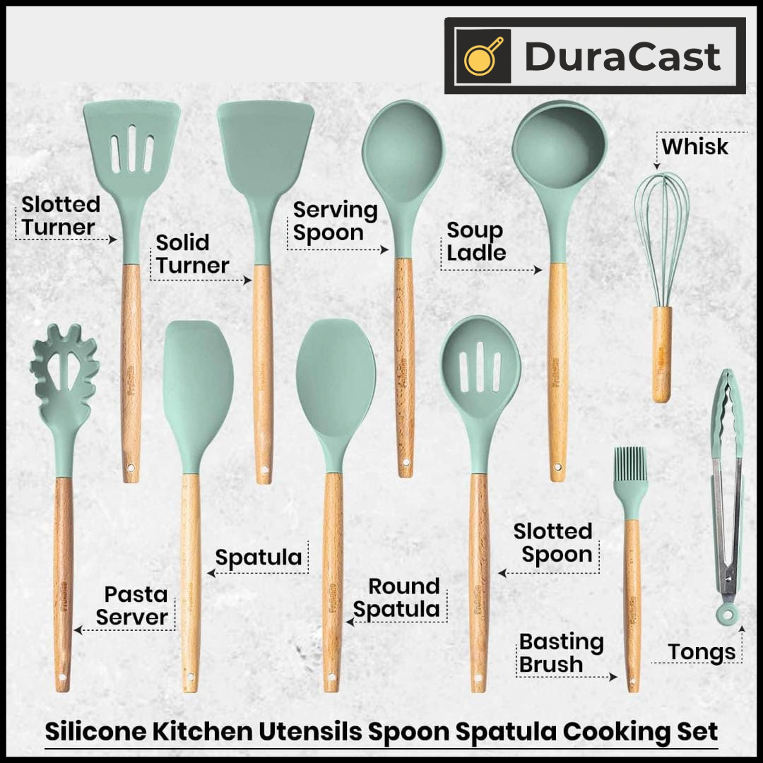 Set of 12 Premium Silicone Spatulas – Heat-Resistant, BPA-Free, & Aesthetic Kitchen Essentials