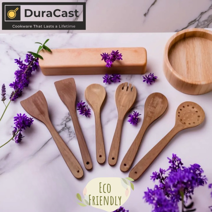 Set of 6 Pure Neem Wood Spatulas- Eco-Friendly & Durable | DuraCast India