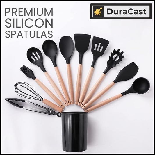 Set of 12 Premium Silicone Spatulas – Heat-Resistant, BPA-Free, & Aesthetic Kitchen Essentials