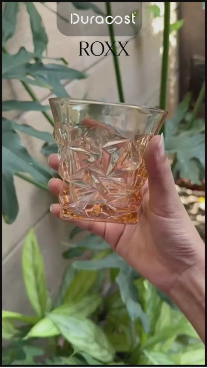 DuraBar™ Tipsy Roxx | 380ml Premium Whiskey Glass | Unique Crumpled Rock Design for Whisky, Scotch & Cocktails (SET OF 2)