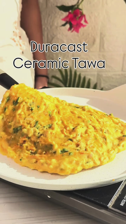 DuraCast® Ceramic Tawa – 22 cm | Tri-Lock Coating | Induction & Gas Compatible