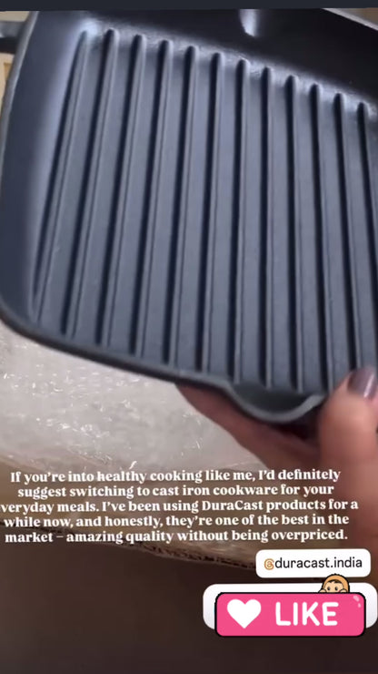 DuraCast® Premium Cast Iron Grill Pan – Heavy Duty Non-Stick Pan for Perfect Grilling & Searing