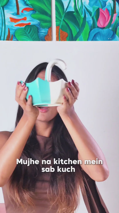 DuraCast® Rain Dine – Set of 2 Ceramic Snack Platter with Dip Bowl | Unique Umbrella Design Serveware for Nachos, Sweets & Starters