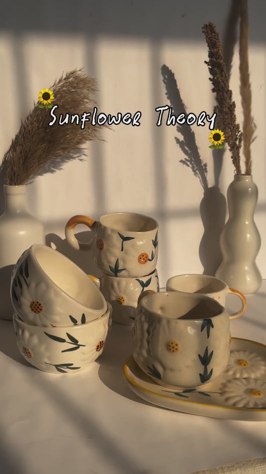 DuraSip™ Sunny Mugs – Premium Ceramic Coffee Mug Set of 2 | Floral Embossed Tea Cups